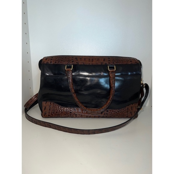 Vintage BRAHMIN CROCODILE EMBOSSED LEATHER HANDBAG